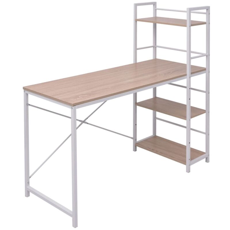 Bureau avec bibliothèque à 4 niveaux chêne Vidaxl
