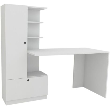 Bureau avec bibliothèque à gauche Asox Blanc