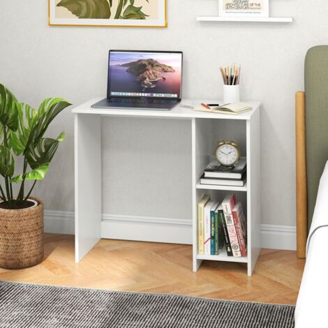 Bureau avec Bibliothèque de Bureau Bureau en Bois Bureau avec 2 Étagères Table de Style Moderne pour Salon Chambre à Coucher Studio