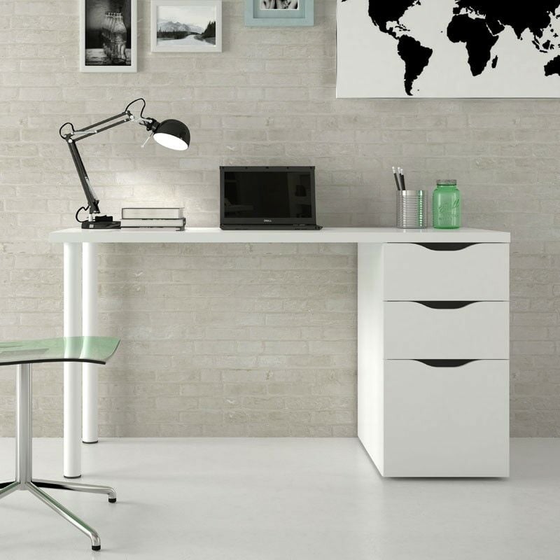 Fores Habitat S.l.u. - Bureau avec commode blanche cm 138 x 60 x 74 h