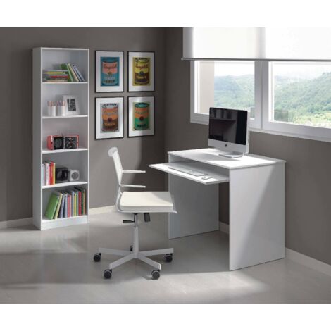 Bureau avec étagère amovible, couleur blanc, Dimensions 90x54h79 cm