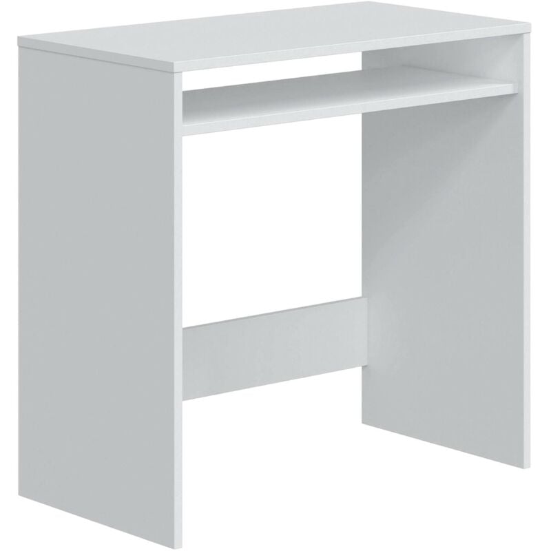 Dmora - Bureau Portland, Bureau linéaire avec étagère fixe, Table d'étude ou de bureau pour pc, 79x43h78 cm, Blanc