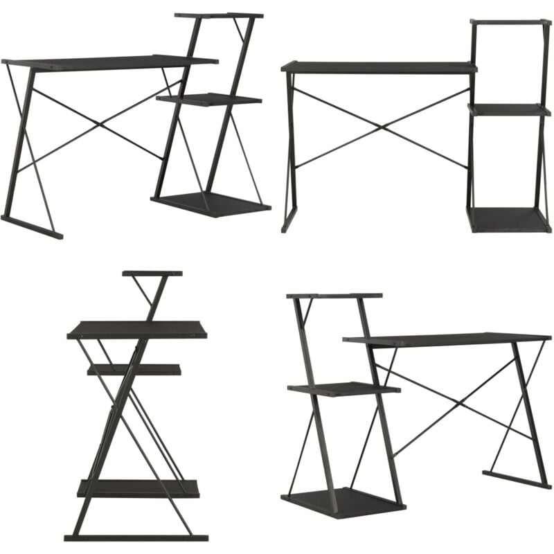 Vidaxl - Bureau avec étagère Noir 116x50x93 cm - Bureau Design - Bureau Avec Étagère - Bureau Moderne - Bureau Informatique - Meubles De Bureau