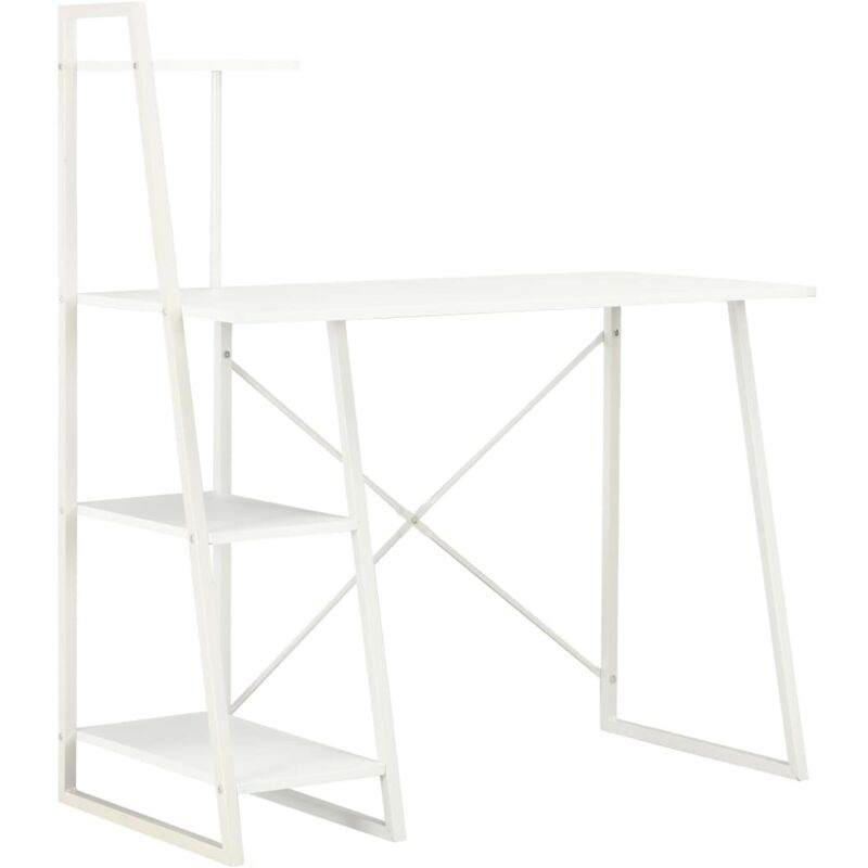 vidaXL Bureau avec étagère Blanc 102x50x117 cm