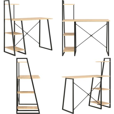 Bureau avec étagère Noir et chêne 102x50x117 cm - Bureau - Meuble De Bureau - Bureau Design - Étagère Murale - Rangement Bureau - Home & Living