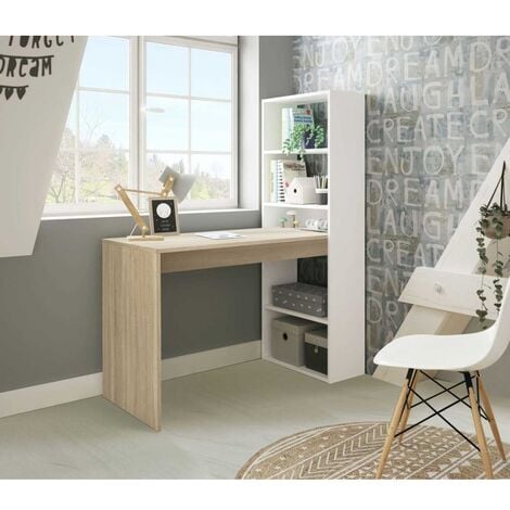 Bureau avec cadre électrique blanc et plateau Gris 140x60