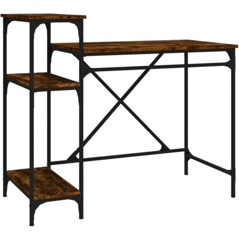 Bureau avec étagères chêne 105x50x90bois d'ingénierie et fer