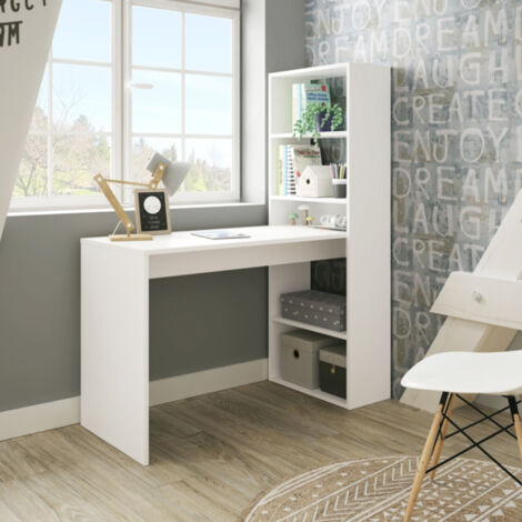 Bureau avec étagères de rangement 120x53x144 cm blanc