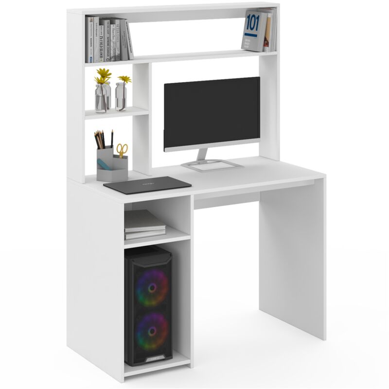 Idmarket - Bureau avec étagères de rangement dan blanc