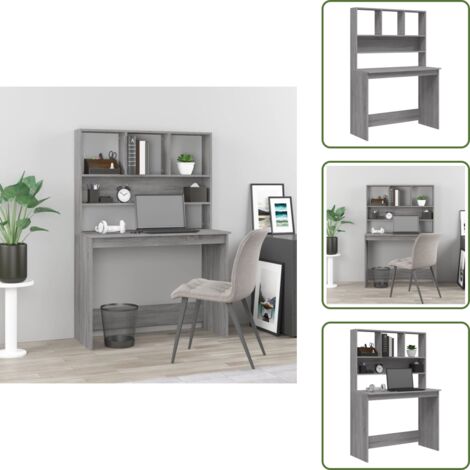 Bureau avec étagères Sonoma gris 102x45x148cm Bois d'ingénierie - Bureau En Bois - Bureau D'étude - Meuble De Bureau - Bureau Moderne - Bureau Ergonomique