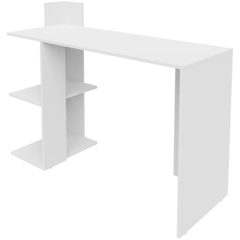 Bureau avec étagères Table d'odinateur Table de travail coloris blanc - Hauteur 91 x Longueur 122 x Profondeur 47