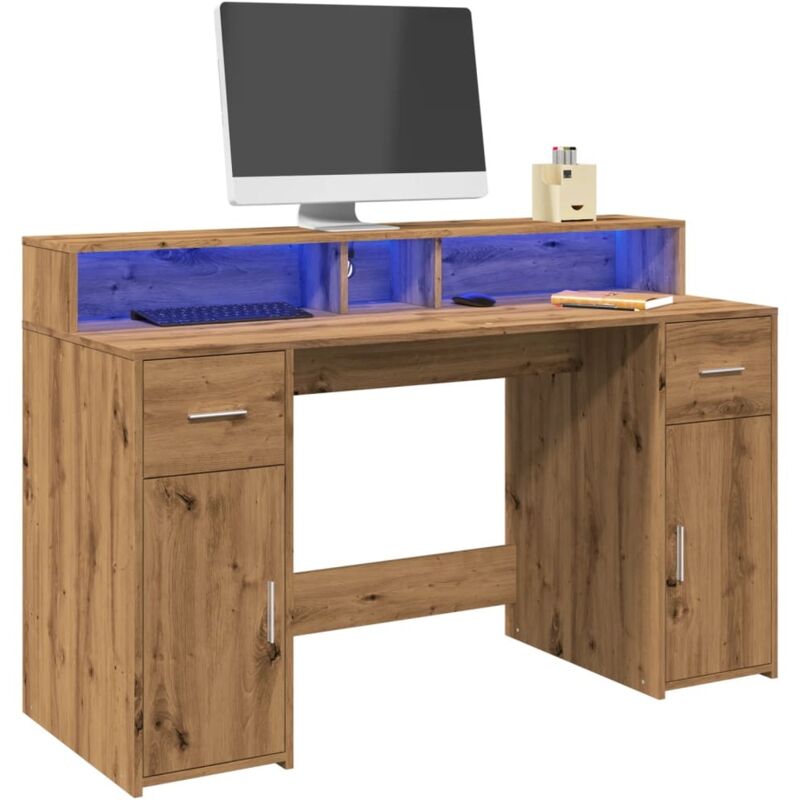 Maison Chic - Bureau avec lumières LED-Table de Travail à