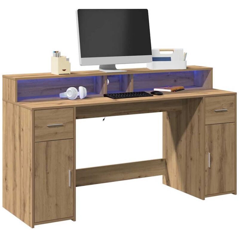 Maison Chic - Bureau avec lumières LED-Table de Travail à