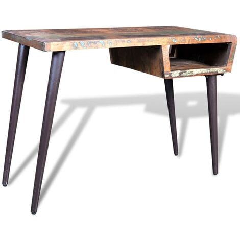Bureau avec pieds en fer Bois de récupération