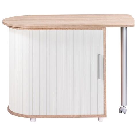 Bureau avec plateau pivotant et rangement bois clair et blanc Kool 105cm