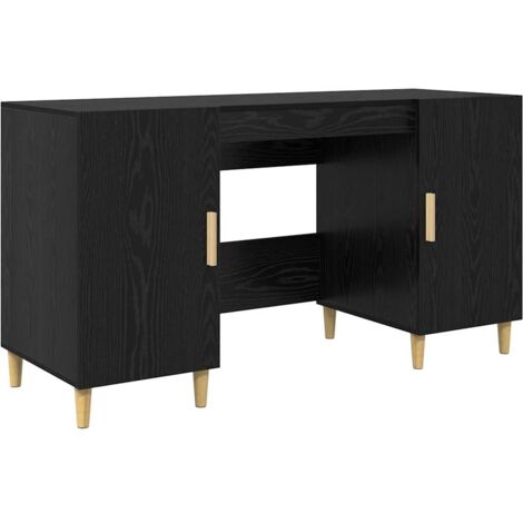 Bureau avec porte Chêne noir 140 x 50 x 75 cm Bois d'ingénierie CFW357055