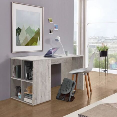 Bureau avec rangement 117x73x75 cm chêne grisé