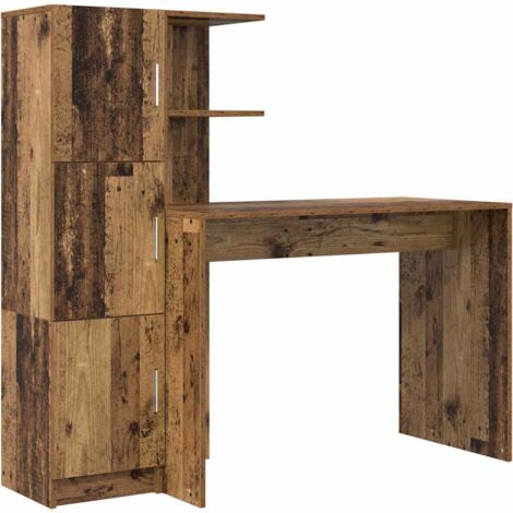 Comptoir De Réception En Chêne Artisanal - 100x50x103,5 Cm - Bureau D'accueil Avec étagère