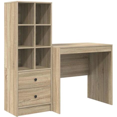 Bureau avec rangement 2 pcs，Table de travail，Table d'étude Chêne Sonoma 80 x 50 x 76 cm CFW26921