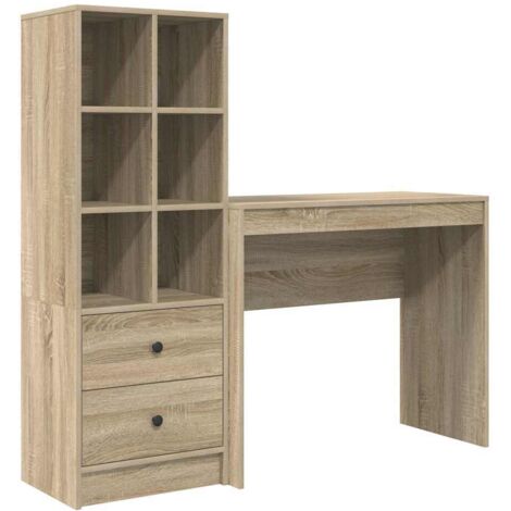 Bureau avec rangement 2 pcs，Table de travail，Table d'étude Chêne Sonoma 90 x 40 x 76 cm CFW73887