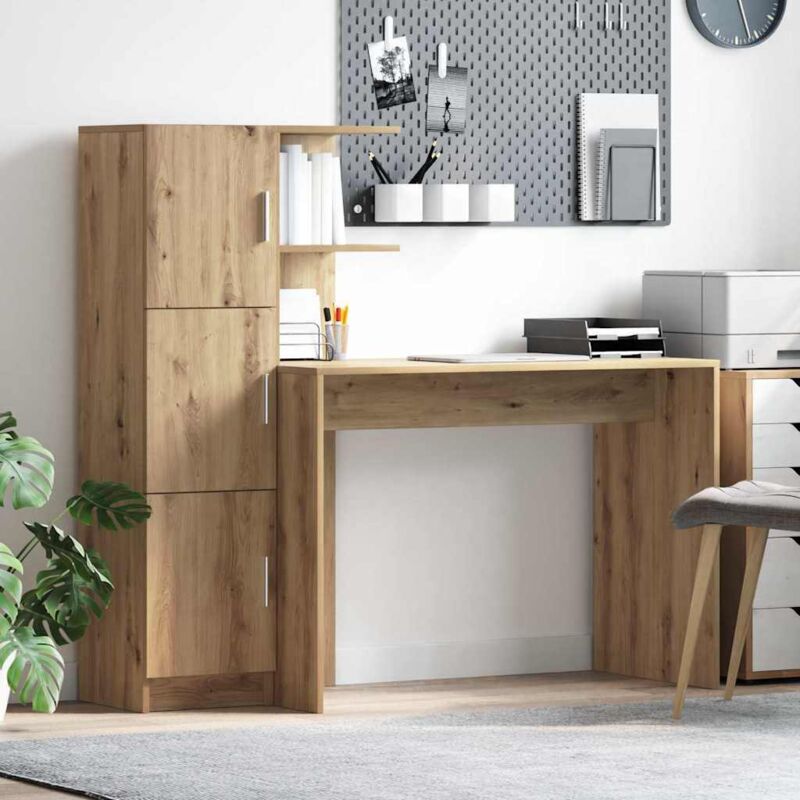 vidaXL Bureau Chêne artisanal 133,5 x 50 x 124 cm 2 pc
