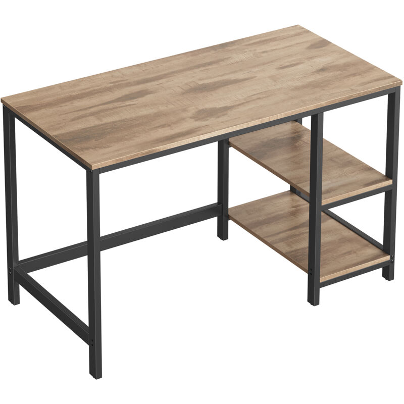 Vasagle - Bureau informatique, Table d'étude, avec étagère à 2 niveaux à gauche ou à droit, pour bureau, salon, cadre en métal, style industriel,