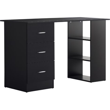 Bureau avec rangement, table informatique 120 x 50 cm, bureau d'ordinateur avec étagères et tiroirs, pour petits espaces, chambre à coucher, noir
