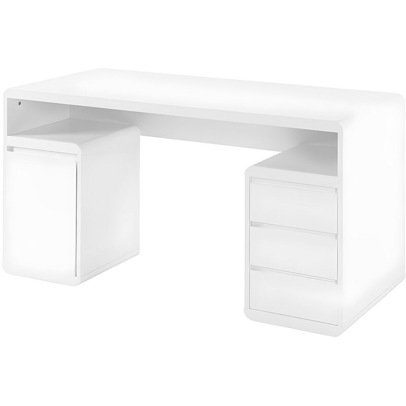 Vente-unique - Bureau avec rangements serguei - mdf laqué blanc