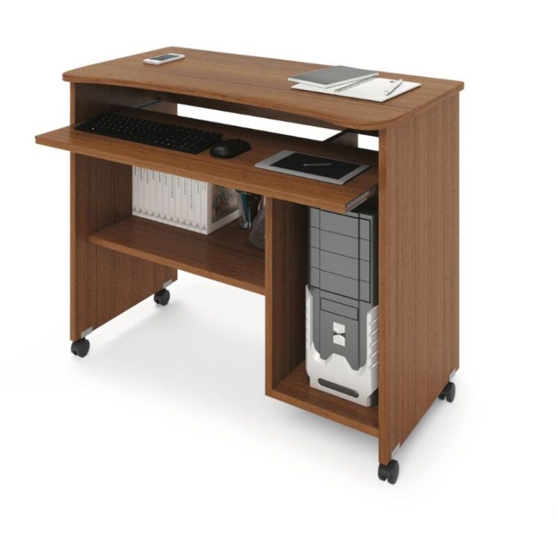 Toscohome - Bureau avec tablette coulissante et roulettes couleur noyer antique - Cercando