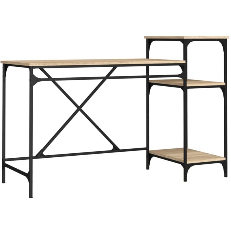 Vidaxl - Bureau et étagères chêne sonoma 135x50x90cm bois ingénierie/fer