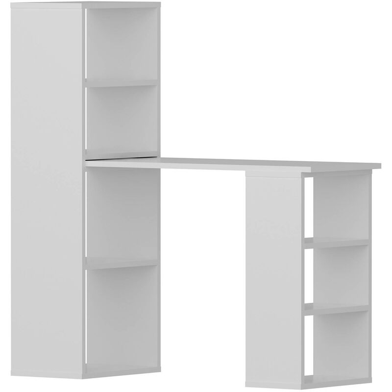 Bureau avec étagères modulable Risie Blanc - Blanc