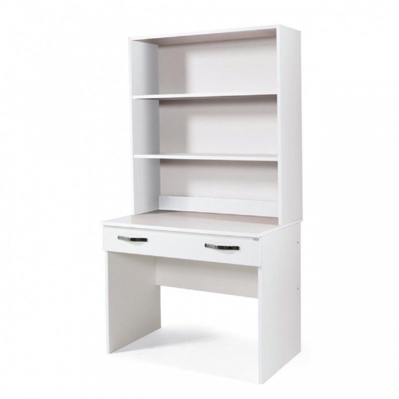 Bureau avec tiroir pour chambre ou bureau avec bibliothèque en support Blanc poste de travail ordinateur portable