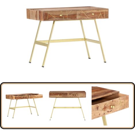 Bureau avec tiroirs 100x55x75 cm bois solide - Bureau Industriel - Bureau En Bois Massif - Bureau Avec Tiroir - Meuble De Bureau - Décoration Intérieure