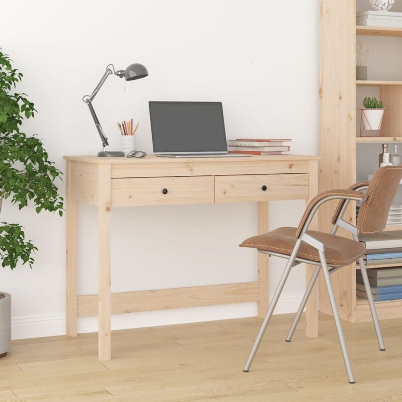 Bureau avec tiroirs Bureau informatique - Table de Bureau 100x50x78 cm Bois massif de pin BV213632 - Brun