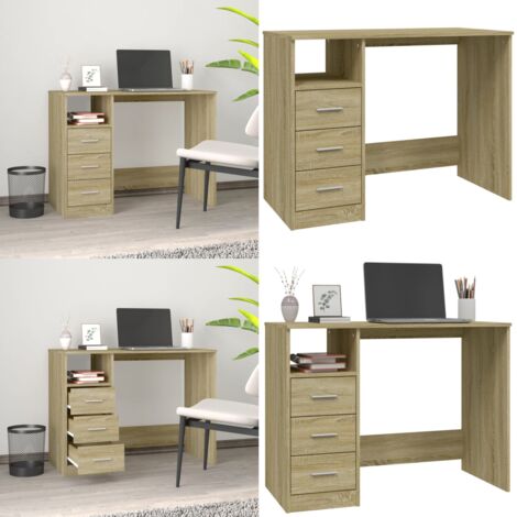 Bureau avec tiroirs Chêne sonoma 102x50x76 cm Bois d'ingénierie - Bureau En Bois - Bureau Informatique - Bureau Design - Bureau Modulaire - Meuble De Bureau - Home & Living