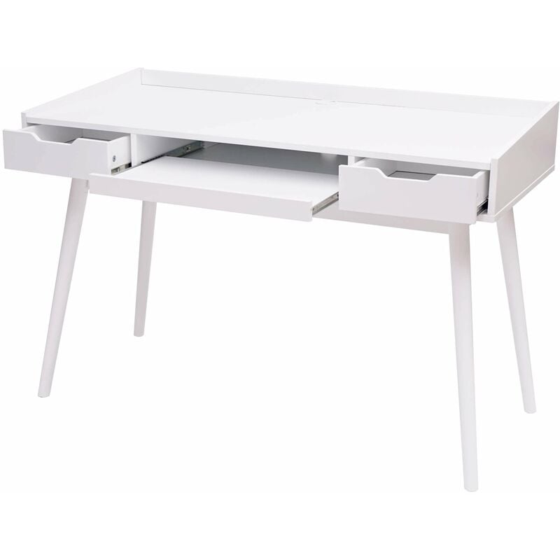 Décoshop26 - Bureau avec tiroirs de rangement et compartiment mdf 120x55cm blanc 040001405