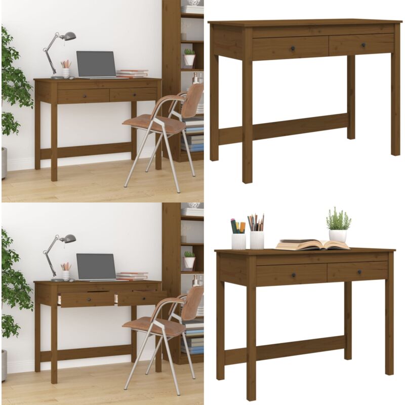 Vidaxl - Bureau avec tiroirs Marron miel 100x50x78 cm Bois massif de pin - Bureau En Bois - Bureau Design - Bureau Moderne - Bureau Informatique