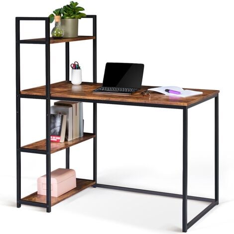 Bureau bibliothèque DAYTON plateau effet vieilli design industriel