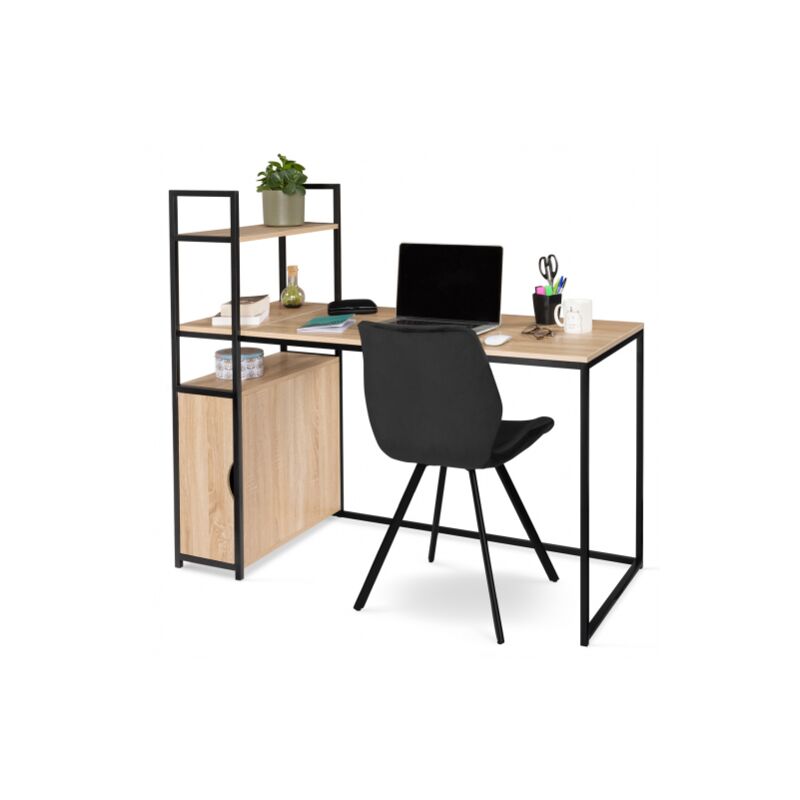 Idmarket - Bureau bibliothèque XXL avec placard DETROIT design industriel