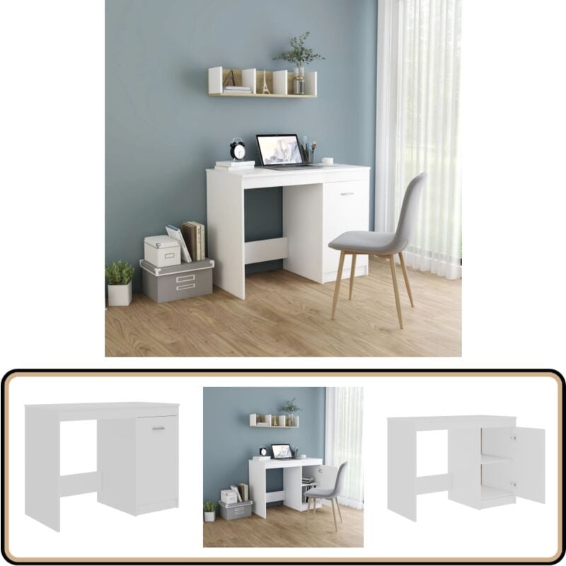 Vidaxl - Bureau Blanc 100x50x76 cm Bois d'ingénierie - Bureau Blanc - Bureau Design - Bureau Informatique - Meuble De Bureau - Rangement Bureau