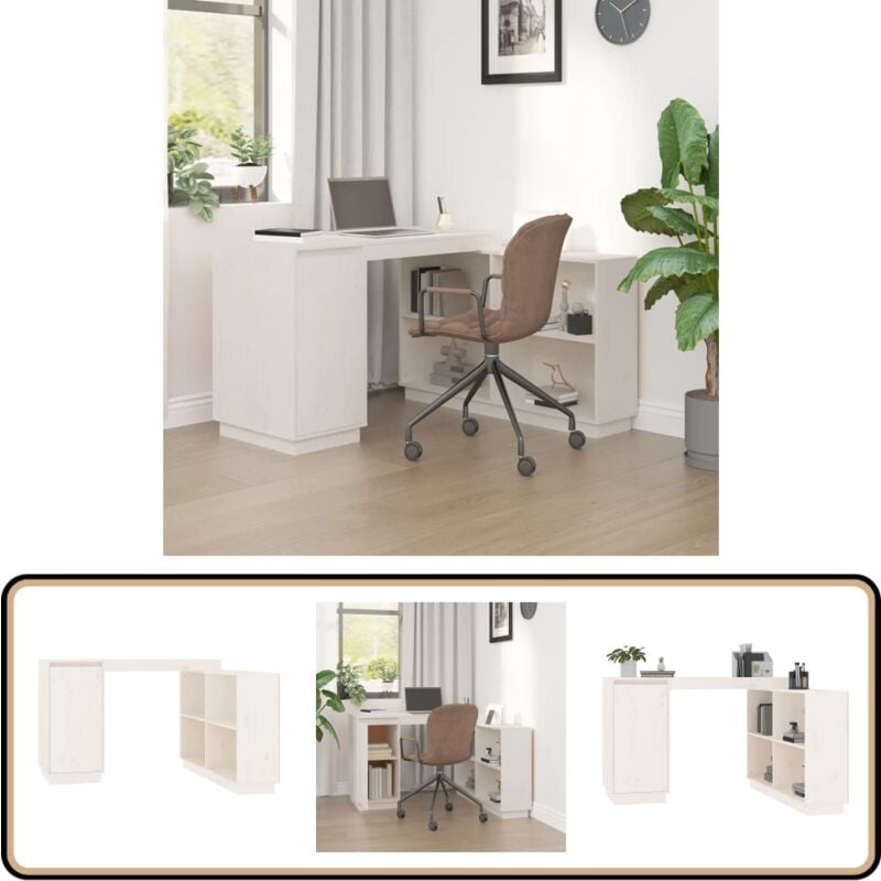 Vidaxl - Bureau Blanc 110x50x75 cm Bois massif de pin - Bureau En Bois - Bureau Blanc - Bureau Moderne - Bureau Compact - Bureau Design
