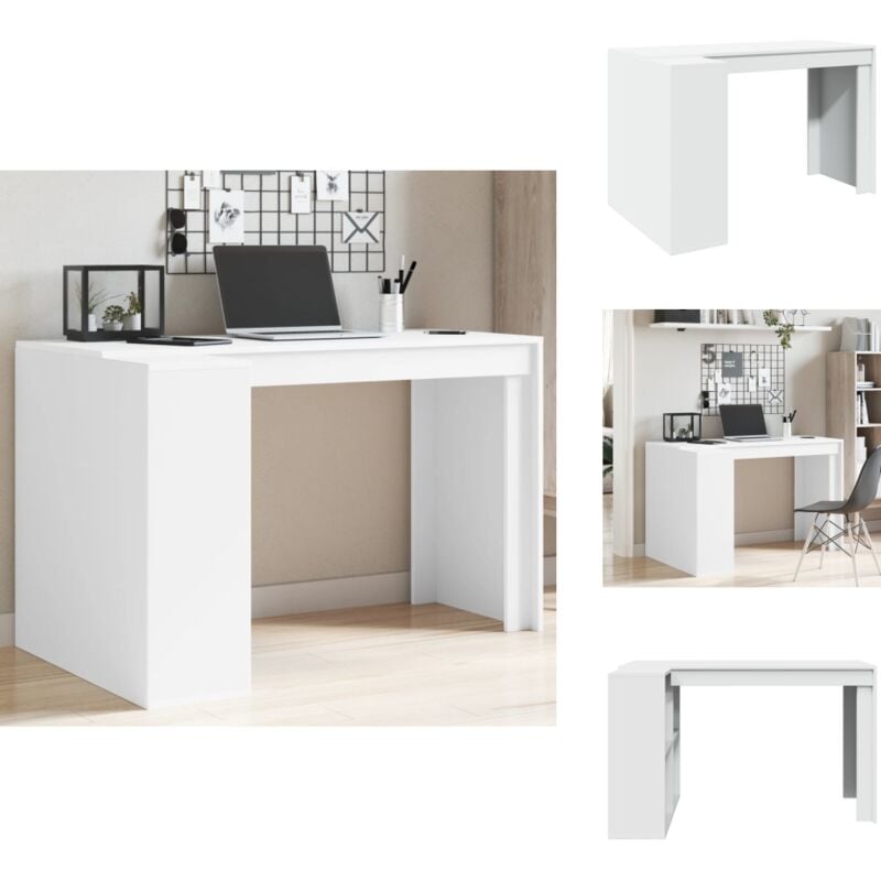 Vidaxl - Bureau blanc 123,5x73,5x75 cm bois d'ingénierie - Bureau Blanc - Bureau Informatique - Meuble De Bureau - Bureau D'étude - Bureau Compact
