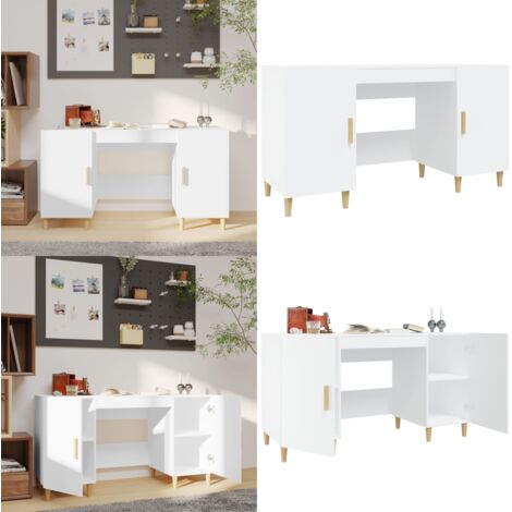 Bureau Blanc 140x50x75 cm Bois d'ingénierie - Bureau Blanc - Bureau Informatique - Meuble De Bureau - Bureau Design - Bureau Moderne - Home & Living