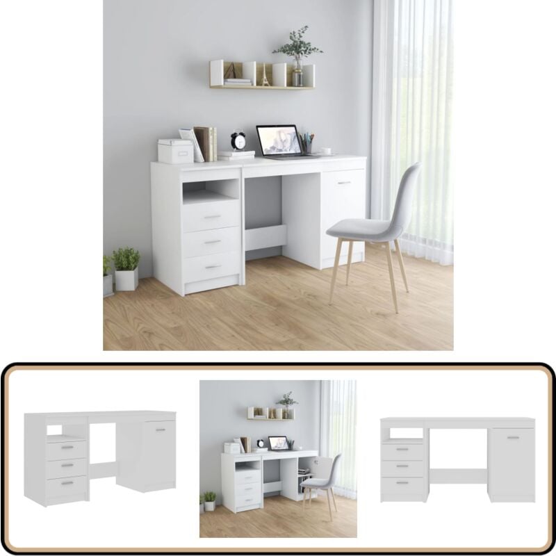 Vidaxl - Bureau Blanc 140x50x76 cm Bois d'ingénierie - Bureau Blanc - Bureau Design - Bureau Informatique - Bureau Modulaire - Meubles De Bureau