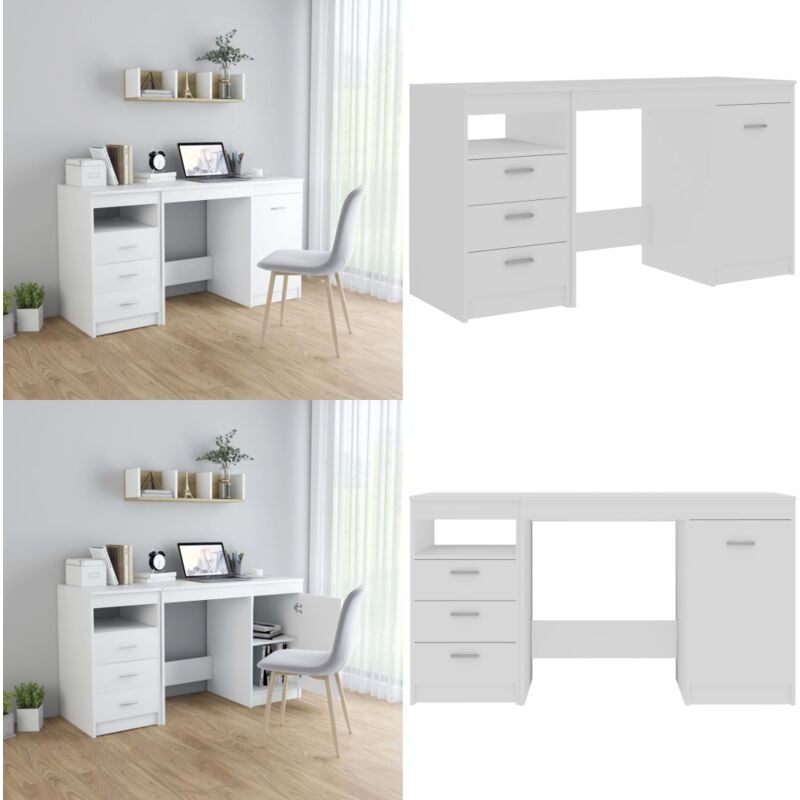 Bureau Blanc 140x50x76 cm Bois d’ingénierie - Bureau Blanc - Bureau Design - Bureau Informatique - Bureau Modulaire - Meubles De Bureau - Home &