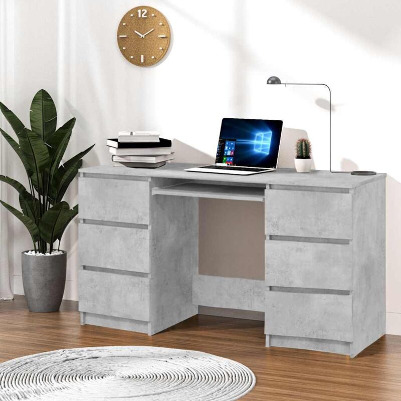 Vidaxl - Bureau Gris béton 140x50x77 cm Bois d'ingénierie