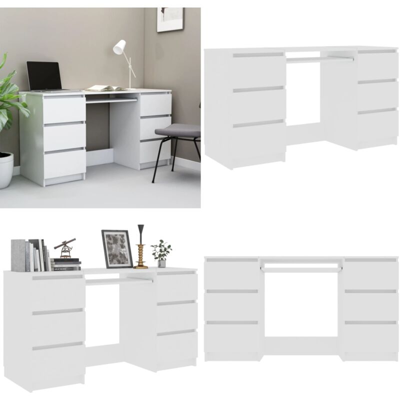 Vidaxl - Bureau Blanc 140x50x77 cm Bois d'ingénierie - Bureau Blanc - Bureau Informatique - Meuble De Bureau - Bureau Design - Bureau Compact - Home