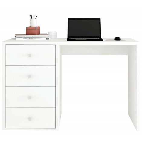 Bureau double tiroir chêne mélèze et blanc 120 cm - Héda