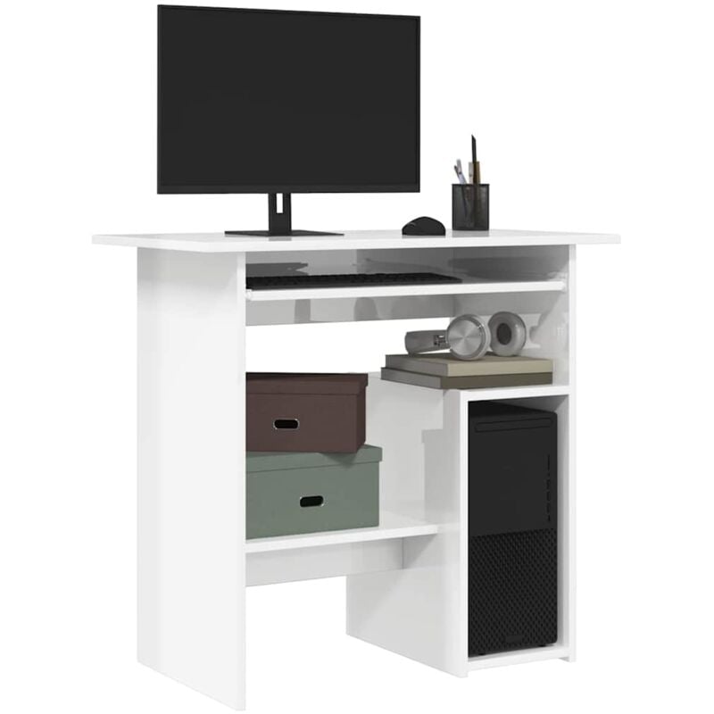 Vidaxl - Bureau Blanc brillant 80x45x74 cm Bois d'ingénierie