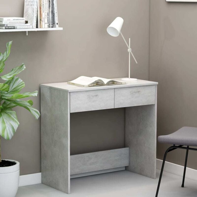 Vidaxl - Bureau Gris béton 80x40x75 cm Bois d'ingénierie